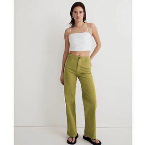 Madewell The Emmett Wide-Leg Pant: Garment Dyed Edition Artichoke Sz 24